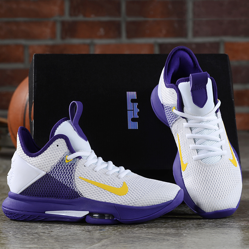 New Nike LeBron James Witness IV White Purple Yellow Shoes